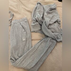 ALO Yoga Gray Ribbed Pants & Jumpsuit Set